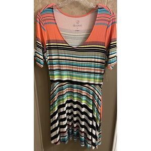 Decree Comfortable Stretch Striped Dress Size Large